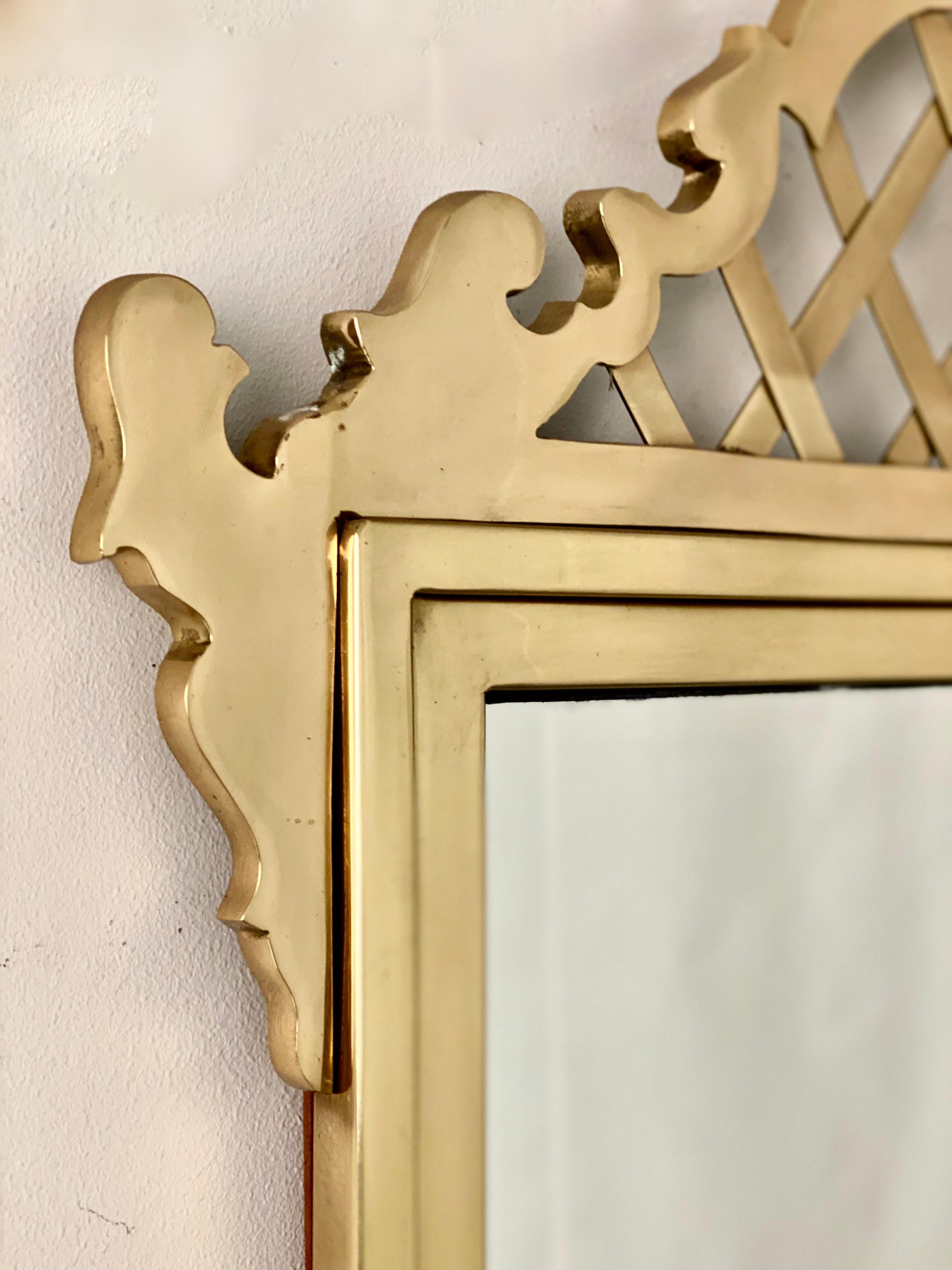 Chippendale Style Mirror in Solid Brass In Good Condition In Norwalk, CT