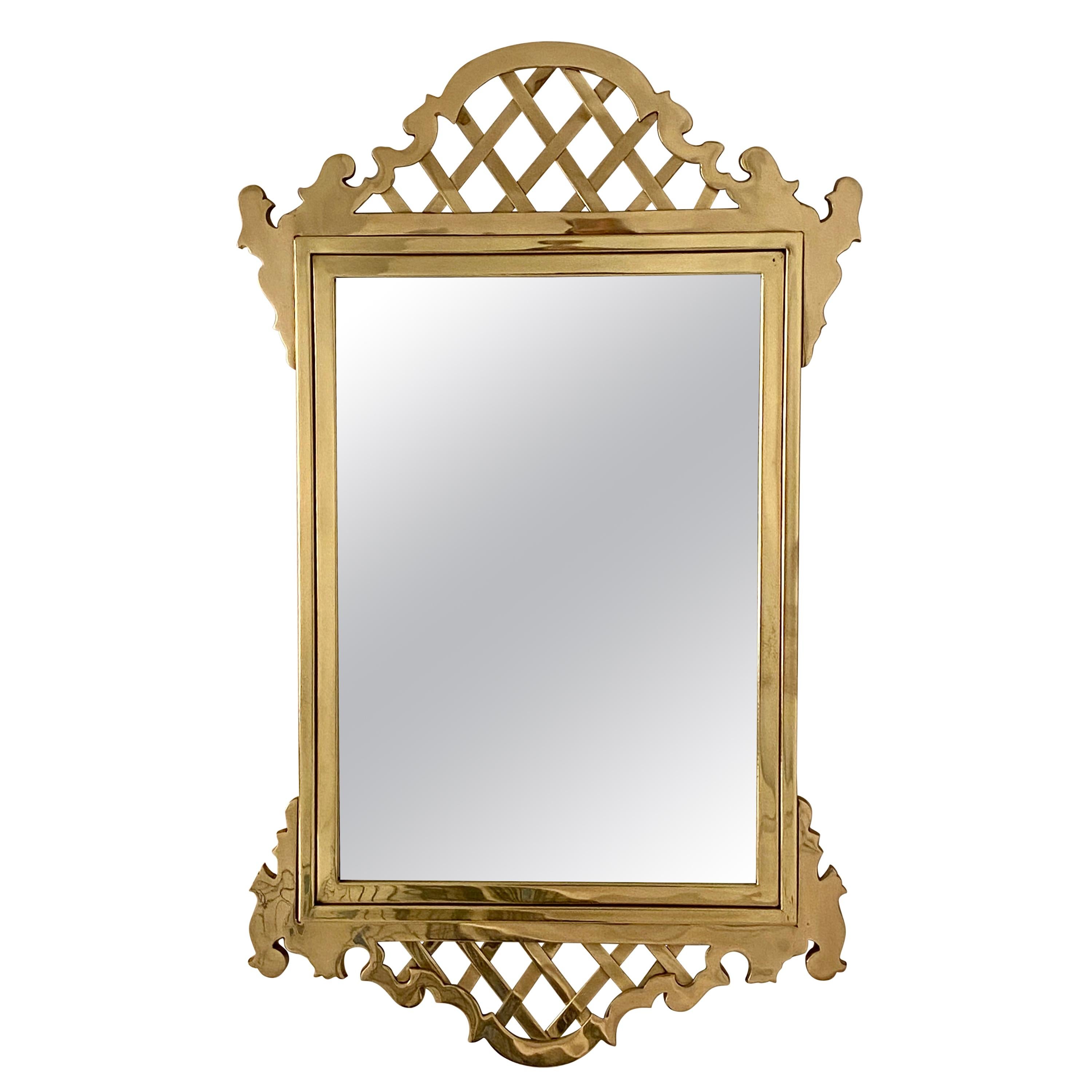 Chippendale Style Mirror in Solid Brass