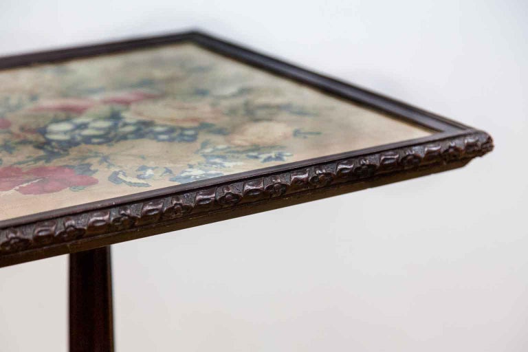 Hand-Carved Chippendale Style Needlework Tripod Table For Sale