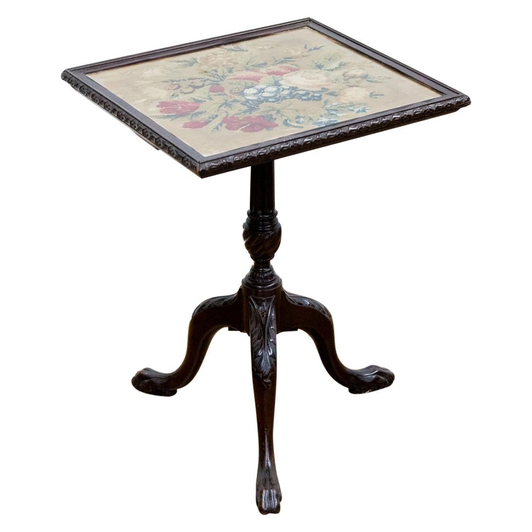 Chippendale Style Needlework Tripod Table For Sale