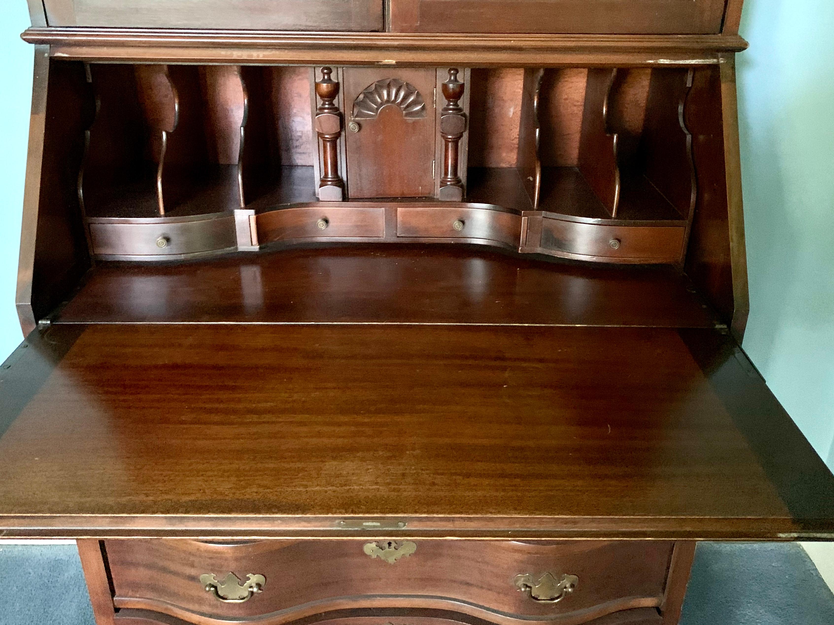 Chippendale Style New England Mahogany Secretaire Secretary Desk 3