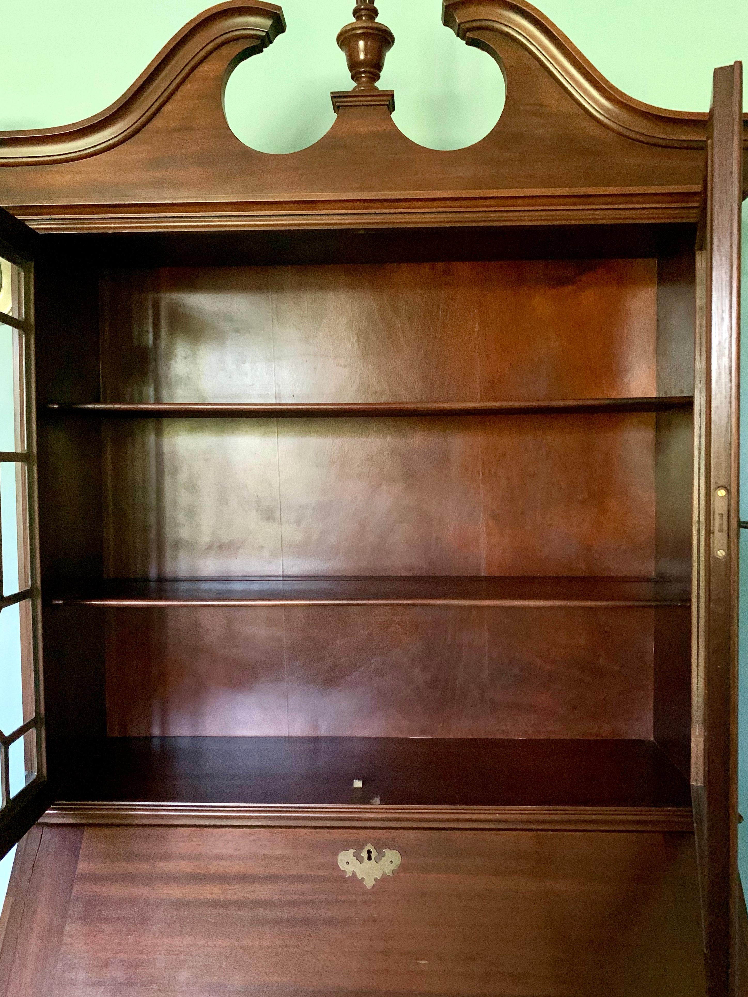 Chippendale Style New England Mahogany Secretaire Secretary Desk 4