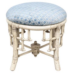 Chippendale Style Painted Rattan Footstool
