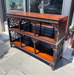 Chippendale style pierced fret work mahogany display cabinet
