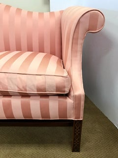 Chippendale Style Pink Camelback Mahogany Sofa