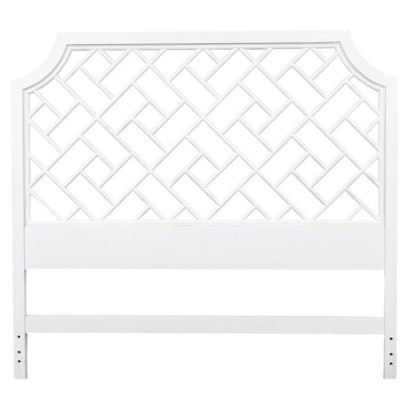 Chippendale Style Queen Headboard in White Paint For Sale