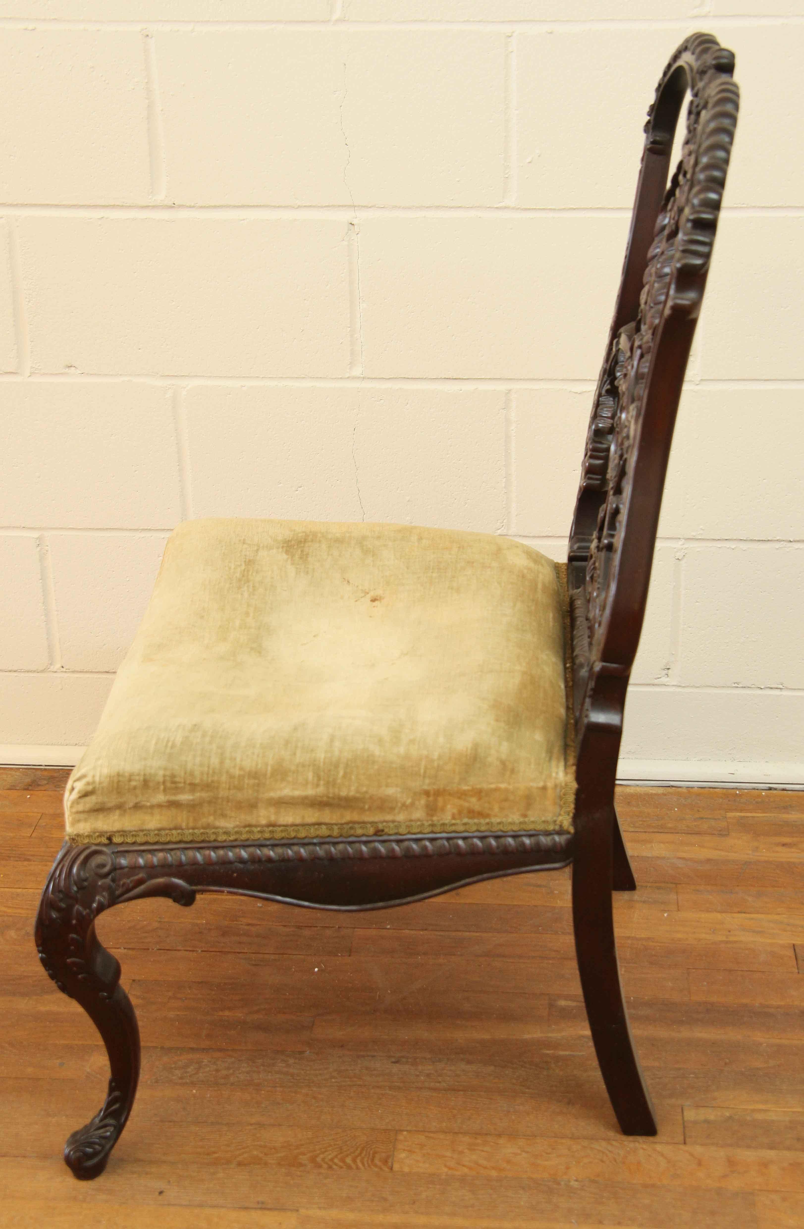 Late 19th Century Chippendale Style Ribband Back Side Chair For Sale