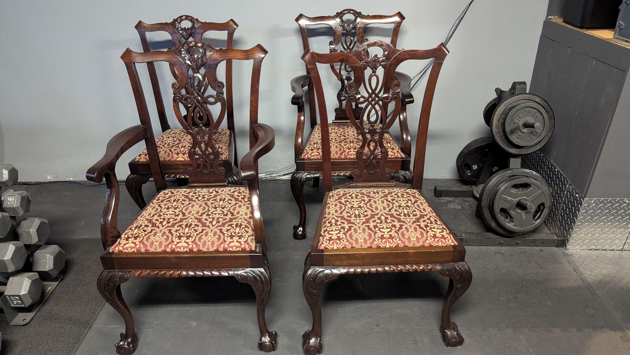 Chippendale style set of four Chairs For Sale 4