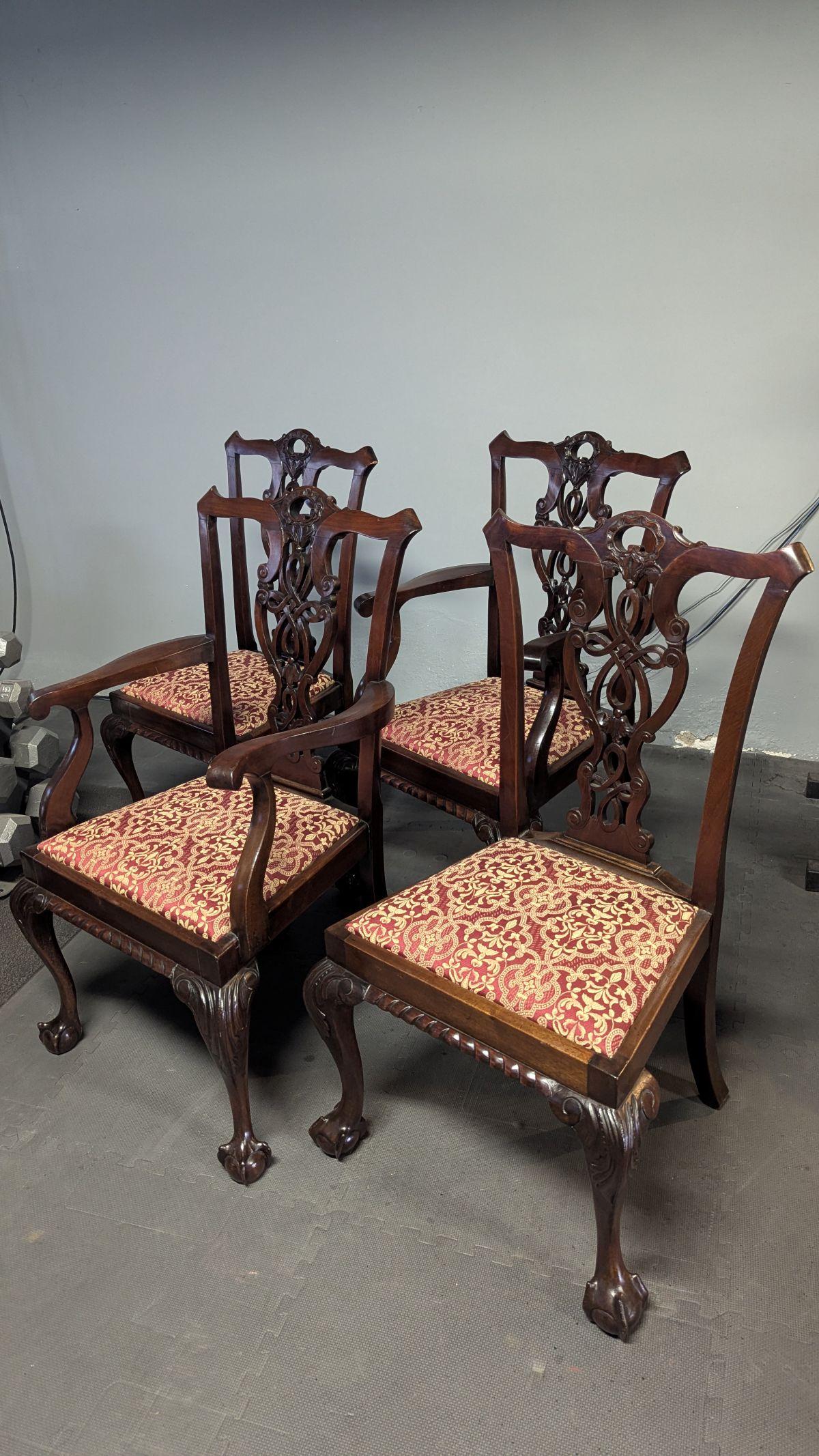 Chippendale style set of four Chairs For Sale 5