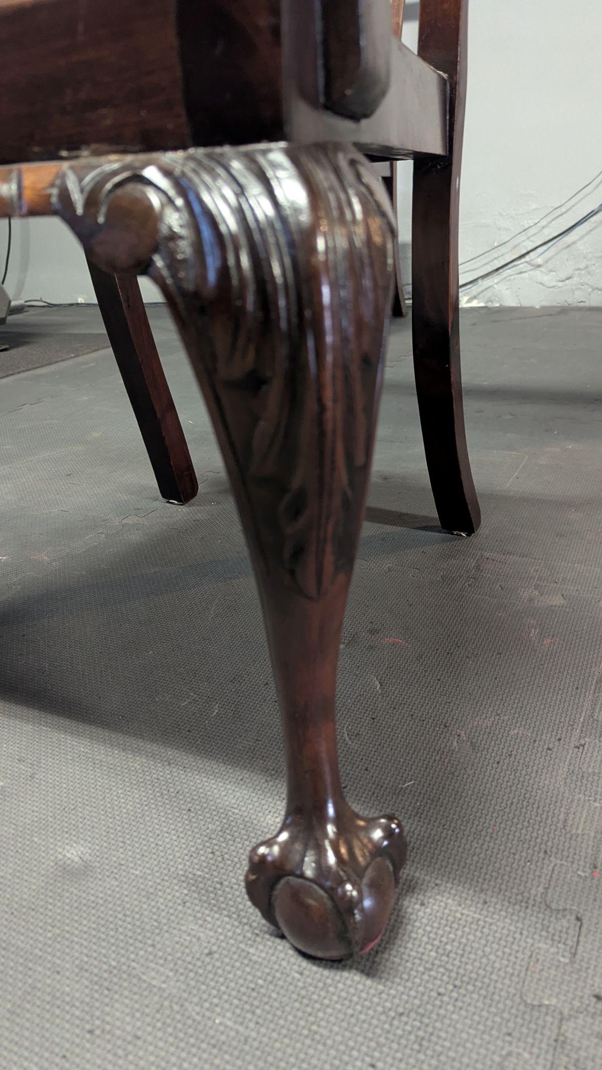 Fabric Chippendale style set of four Chairs For Sale