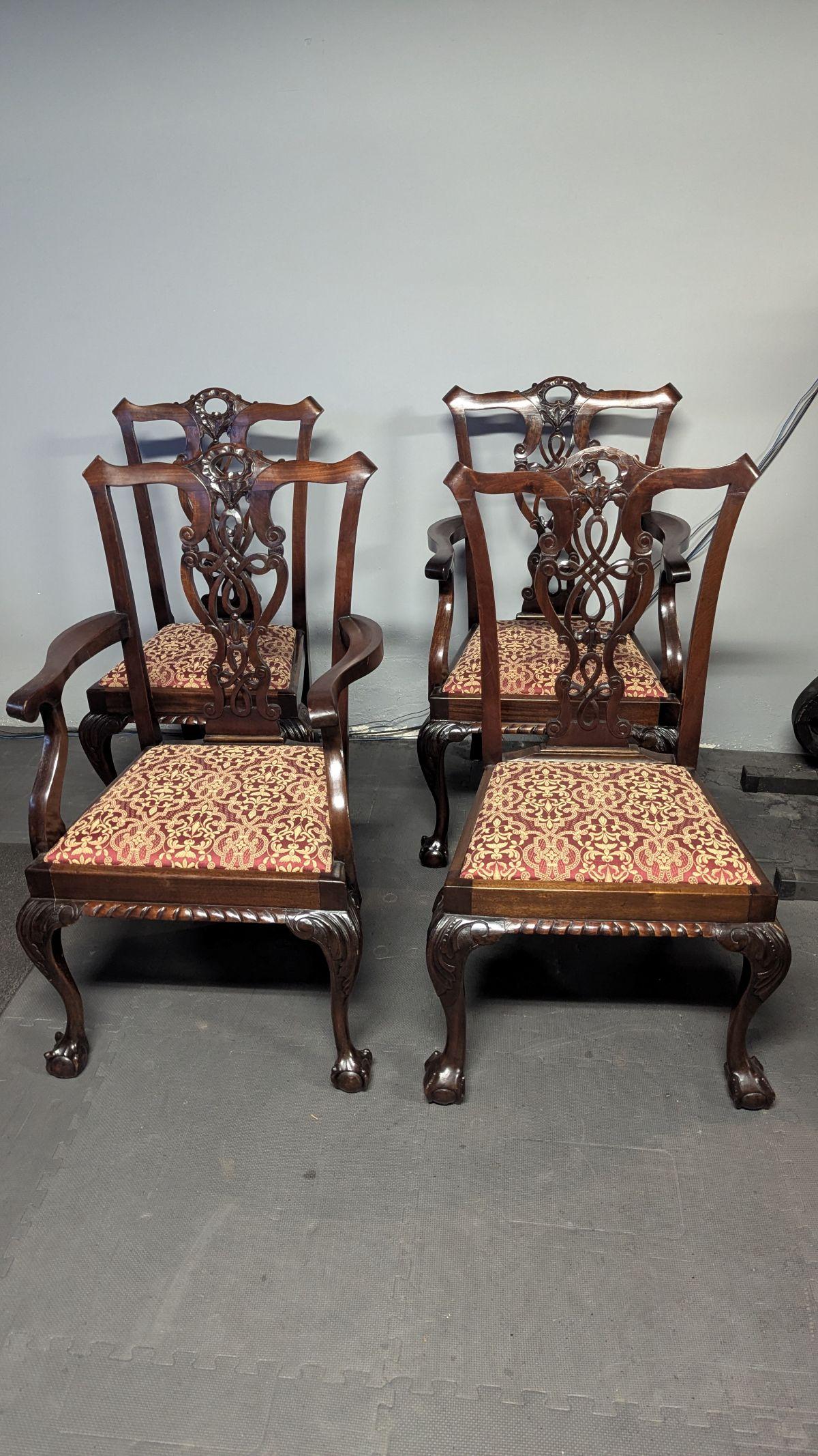 Chippendale style set of four Chairs For Sale 3