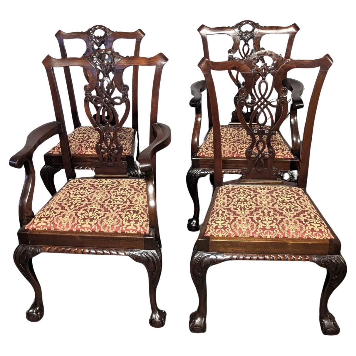 Chippendale style set of four Chairs For Sale