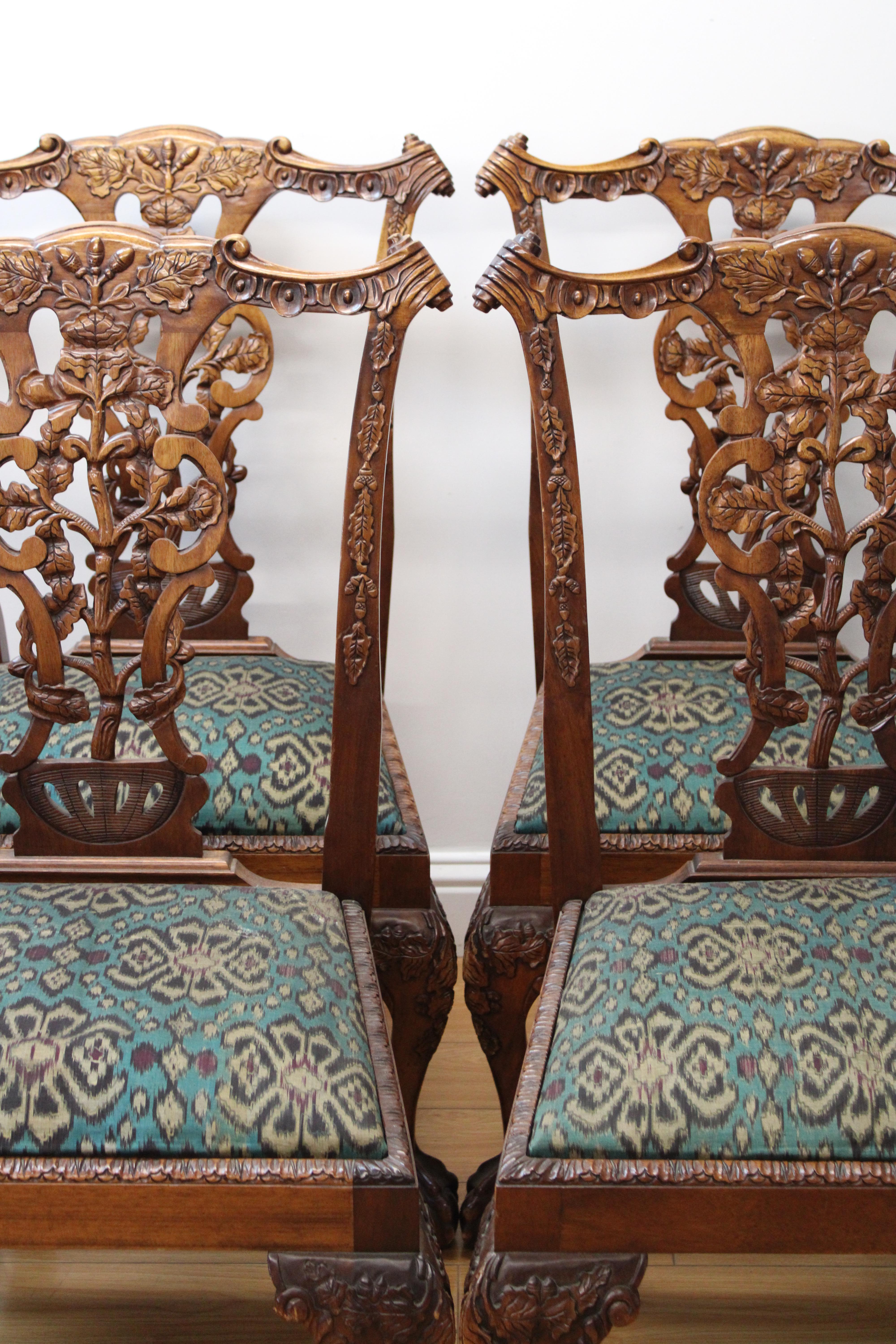 20th Century Chippendale Style Side Chairs ( Set of 6 ) For Sale