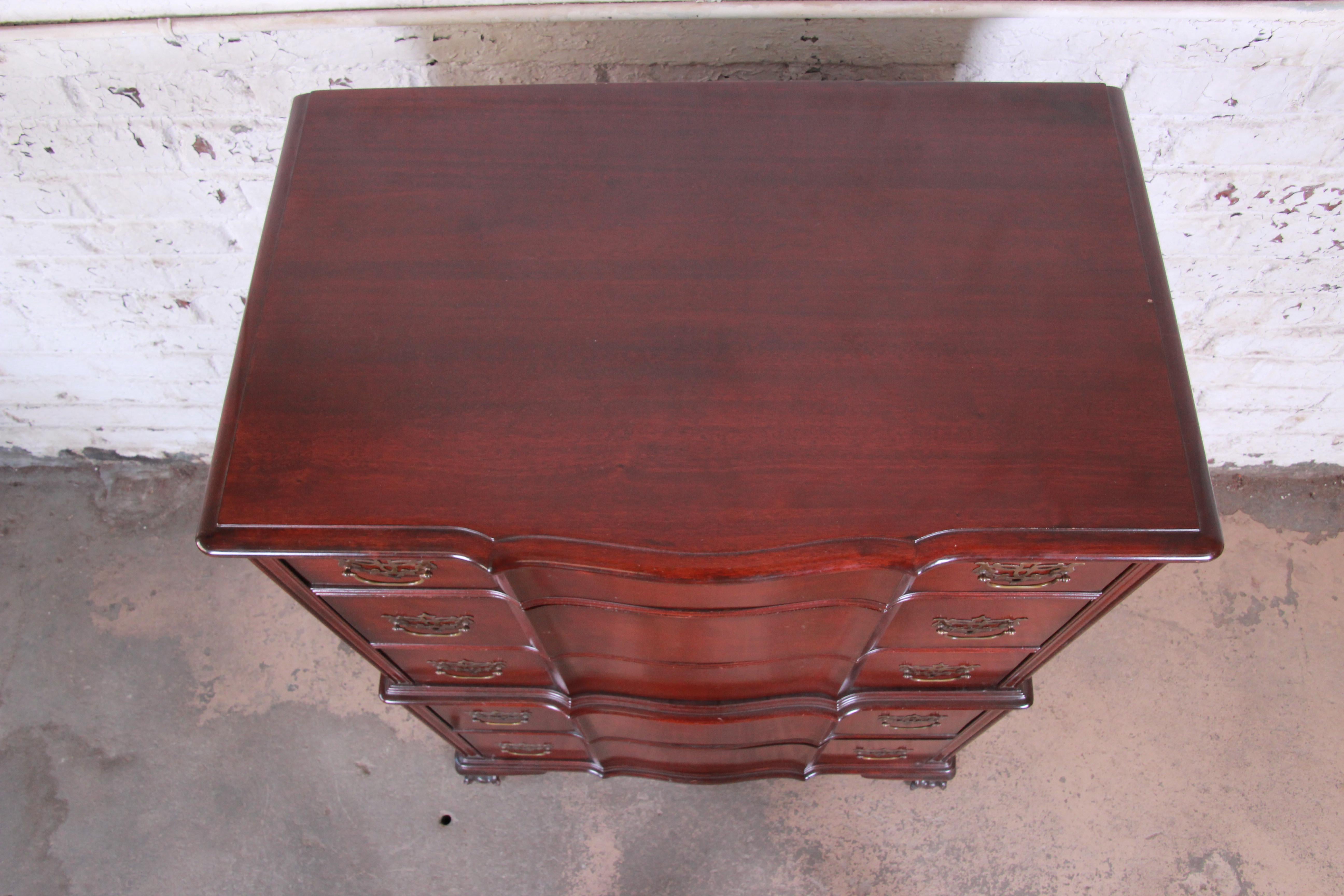 Chippendale Style Solid Mahogany Highboy Dresser by Kling 1