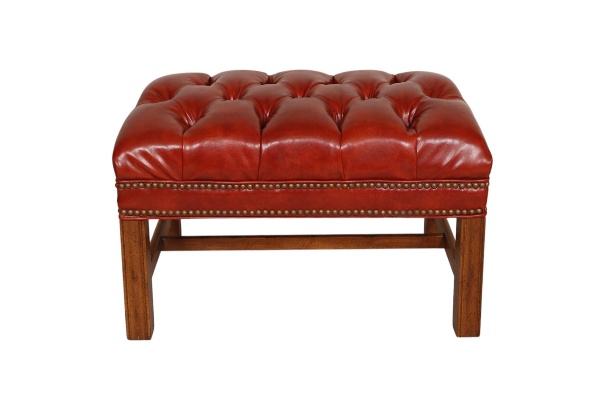 American Chippendale Style Tufted Ottoman For Sale