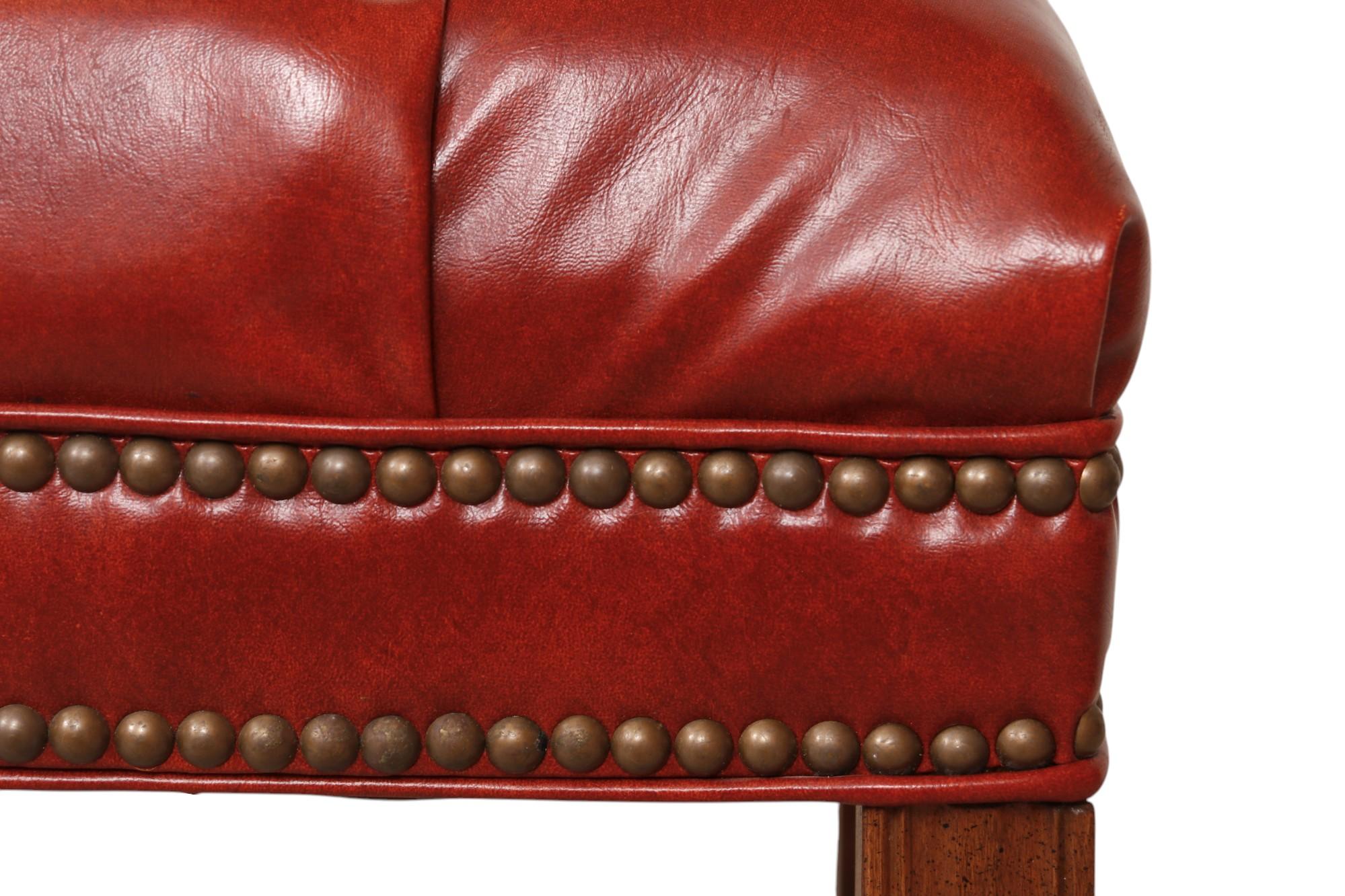 Faux Leather Chippendale Style Tufted Ottoman For Sale