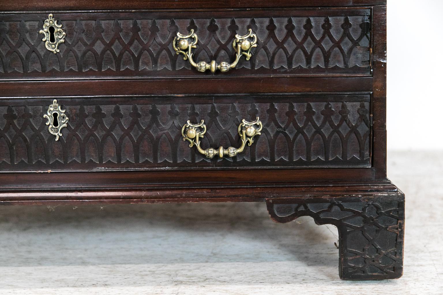 Fretwork Chippendale Style Two-Drawer Blanket Chest For Sale