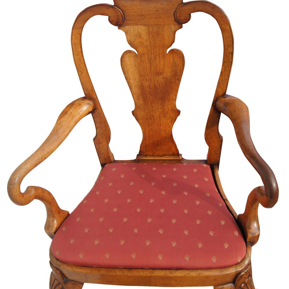 Late 20th Century Chippendale Style Walnut Arm Chair For Sale