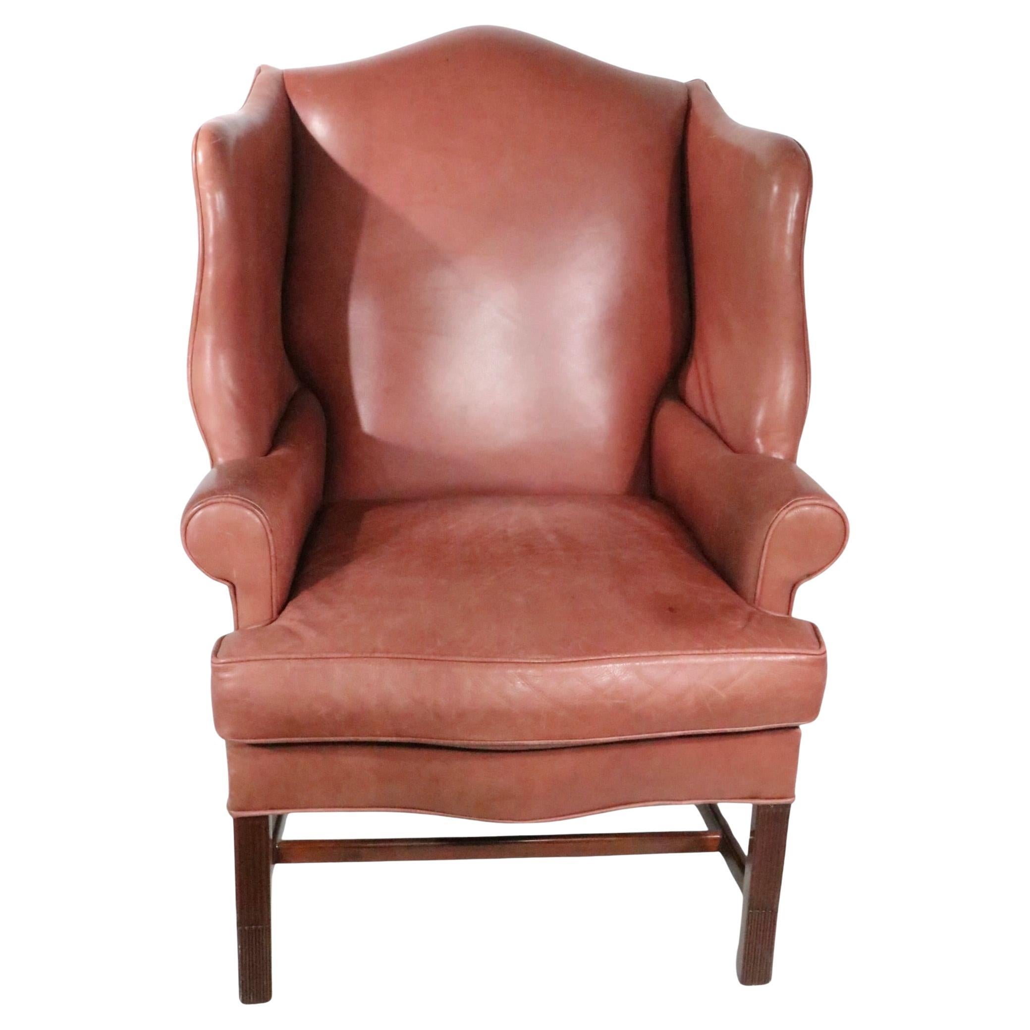 Chippendale Style Wingback Chair by Leathercraft Inc.