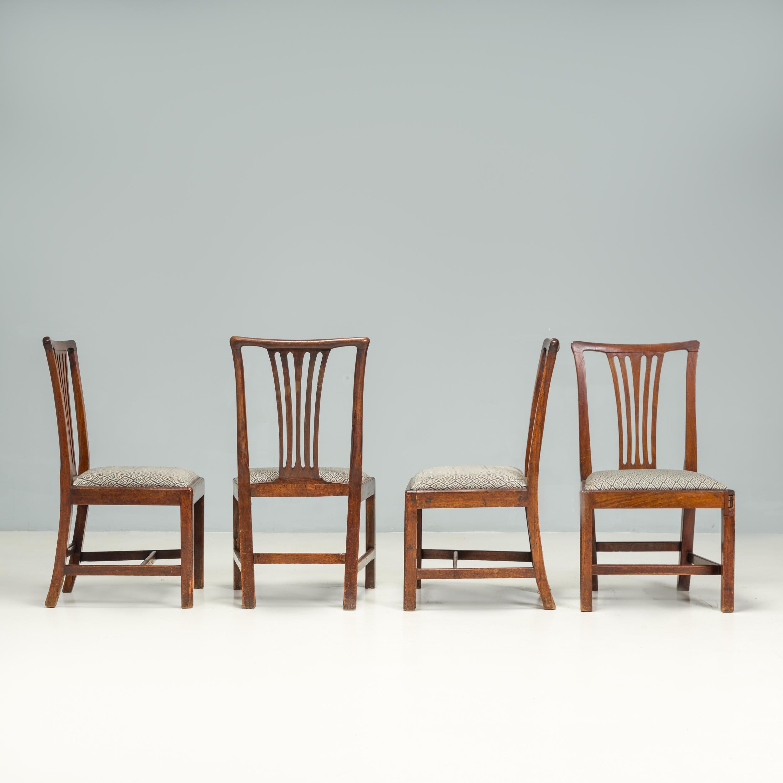European Chippendale Style Wooden Dining Chairs, Set of 4