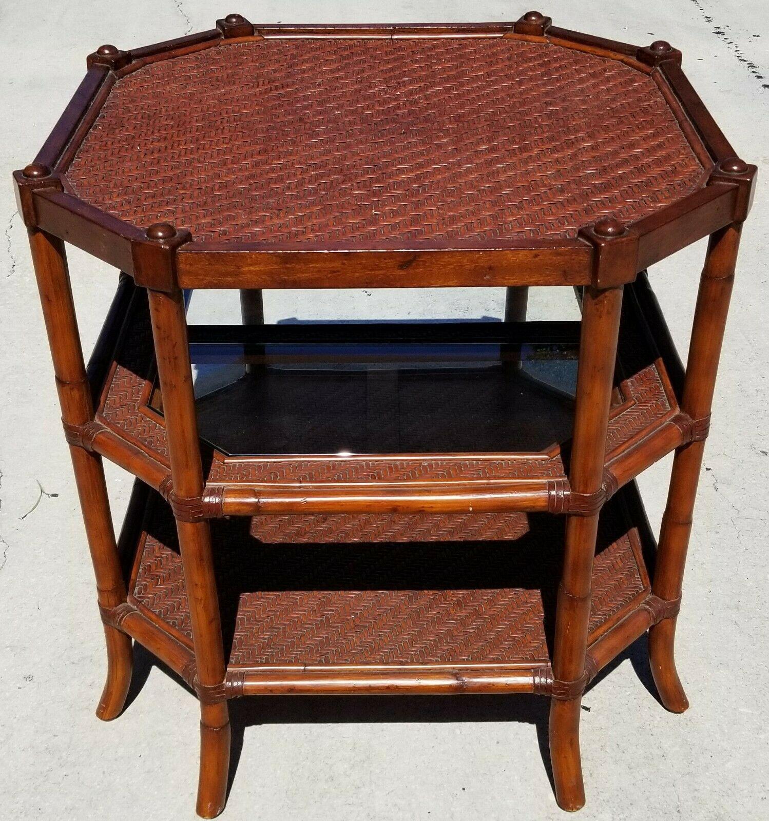 Chippendale Table Bamboo Wicker Side Center Occasional 1