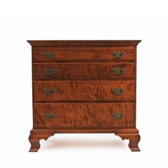 Chippendale Tiger Maple Four Drawer Dresser by Scott James Furniture