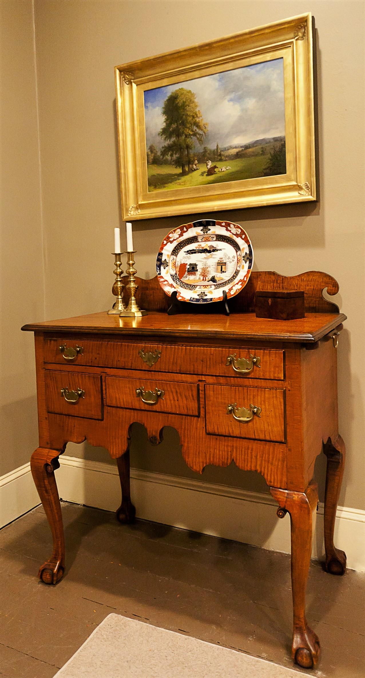 American Chippendale Tiger Maple Lowboy/Server, America, circa 1770