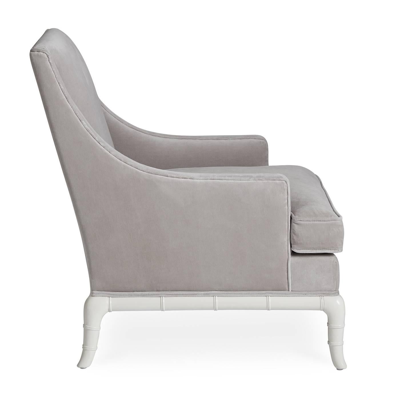 Contemporary Chippendale Velvet Lounge Chair