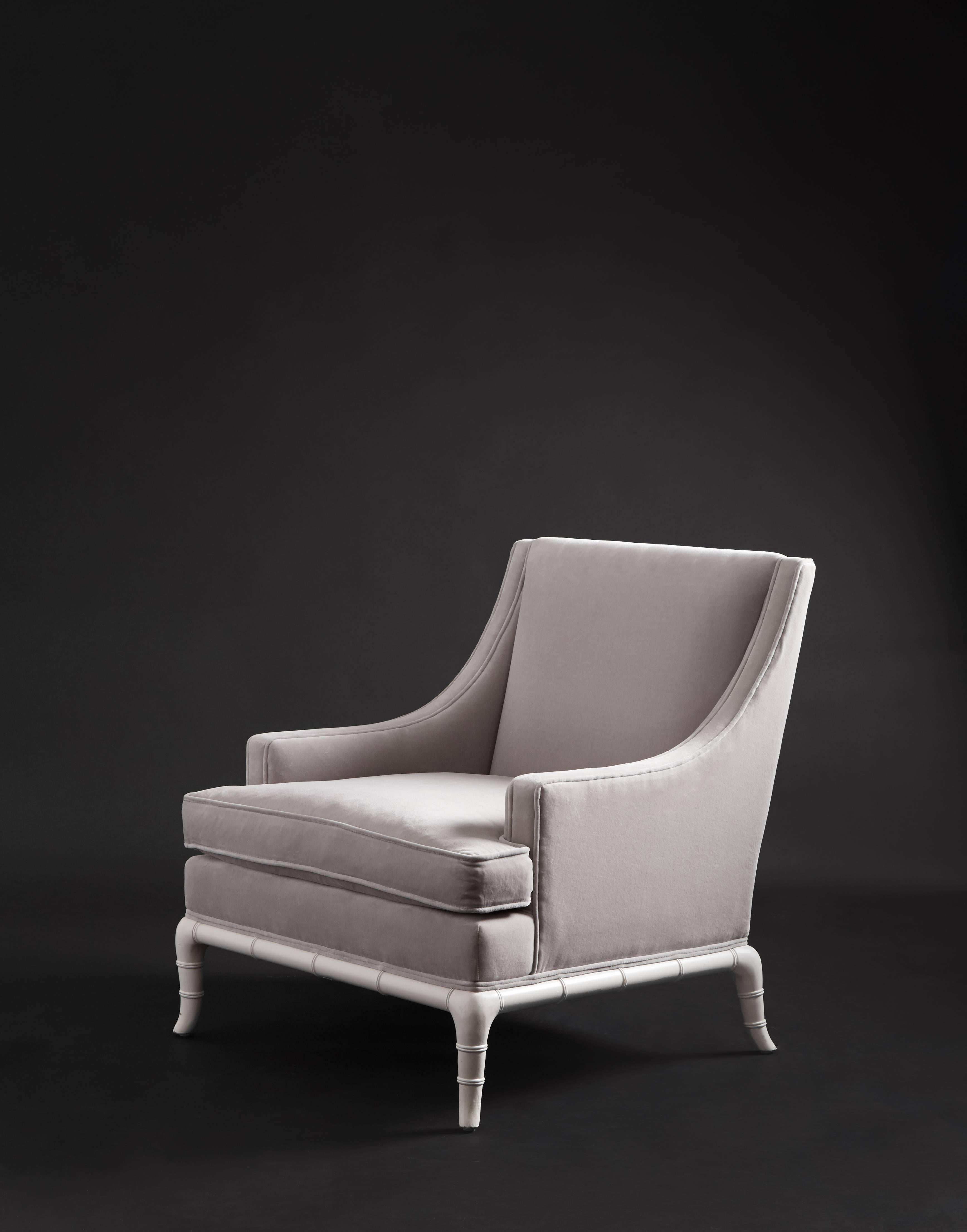 Upholstery Chippendale Velvet Lounge Chair
