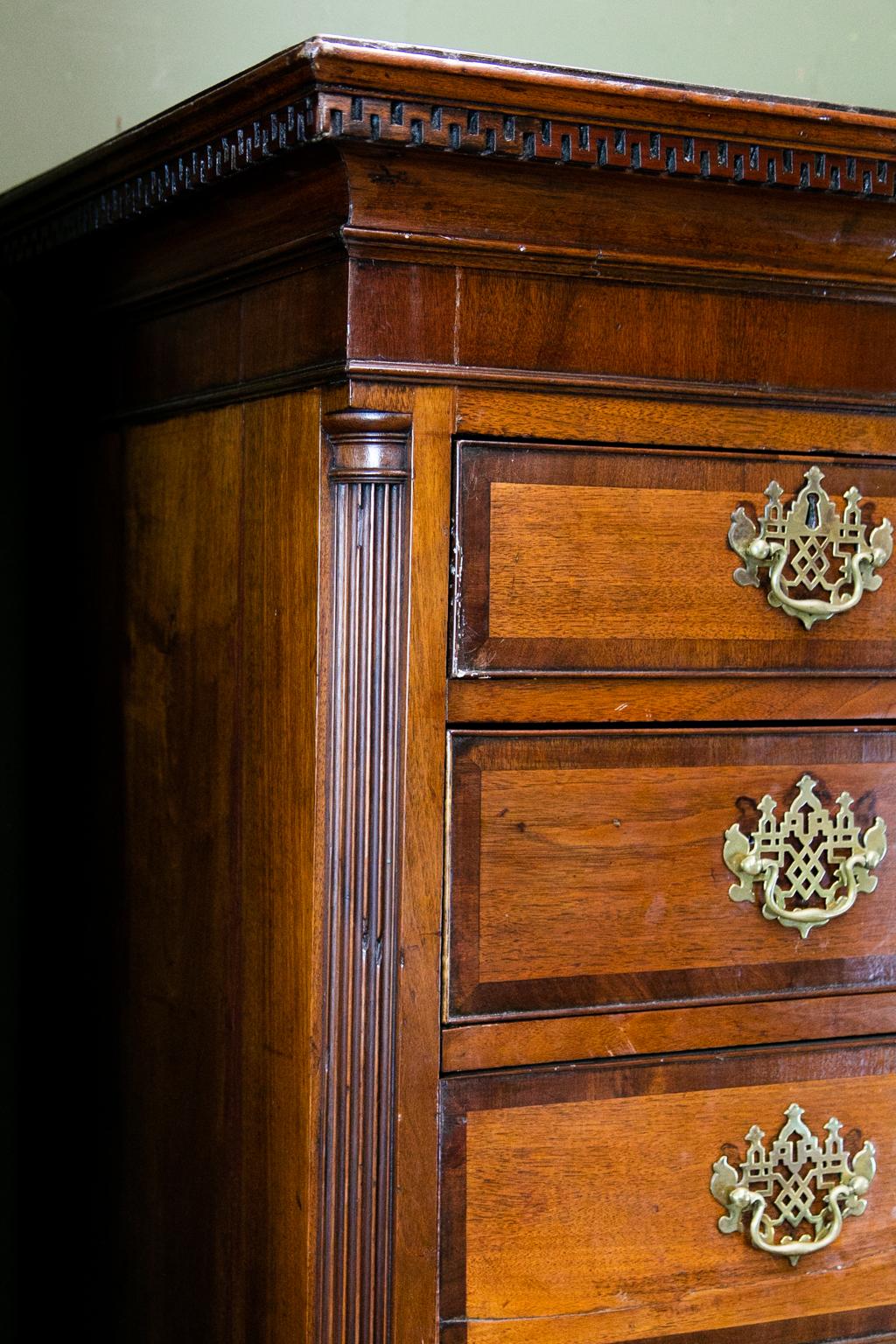 English Chippendale Walnut Chest on Chest For Sale