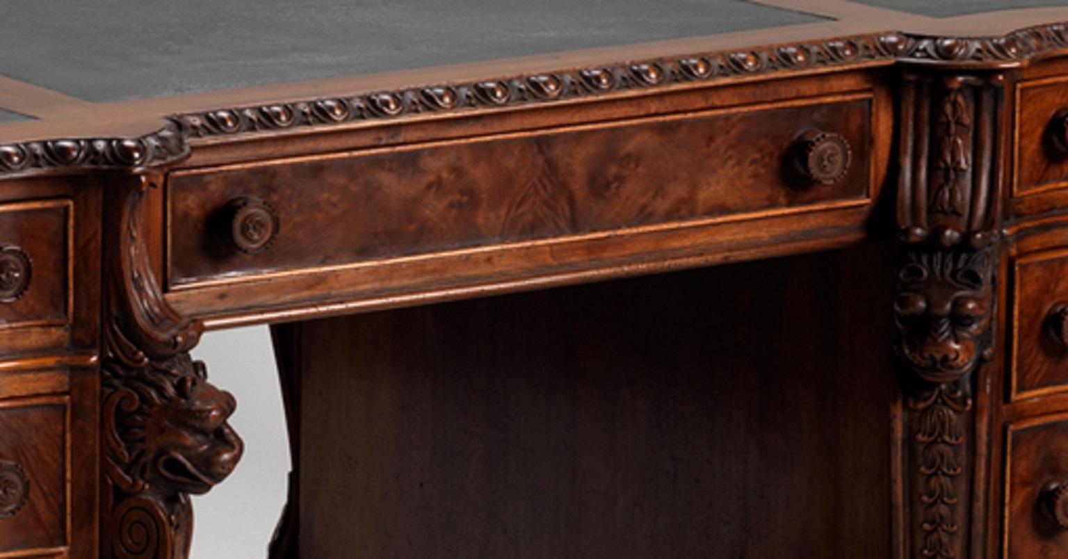 Hand-Carved Chippendale Walnut Desk For Sale