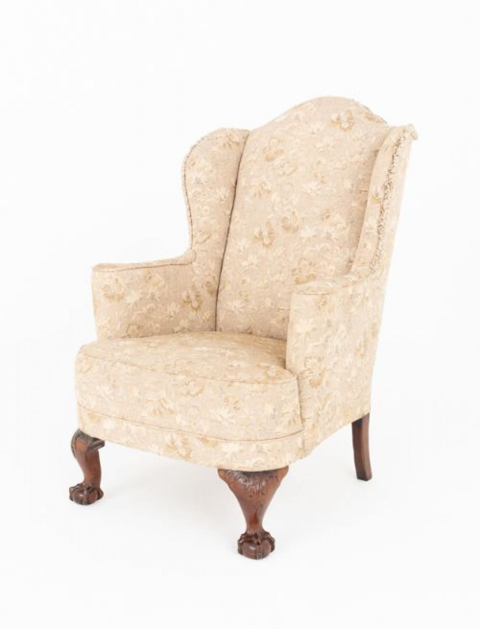 Chippendale Wing Chair Antique 1880 Ball and Claw 2