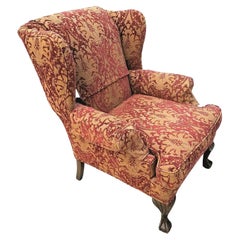 Chippendale Wingback Damask Ball & Claw Down Armchair