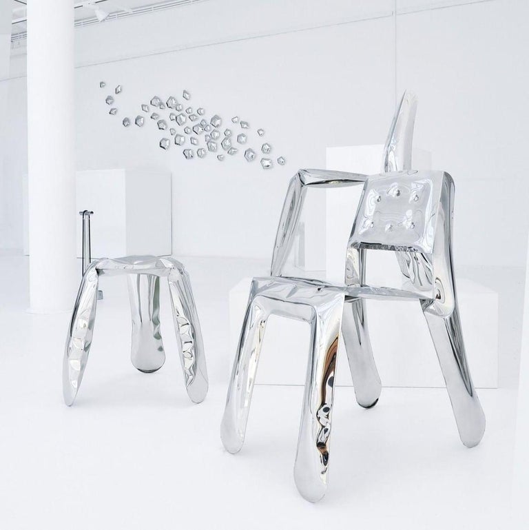 Chippensteel 1.0 chair in Polished stainless steel 'limited Edition' by Zieta

Material: Polished stainless steel

Measures:
H 30.71 in. x W 16.15 in. x D 23.63 in.
H 78 cm x W 41 cm x D 60 cm

About

A development of the limited edition