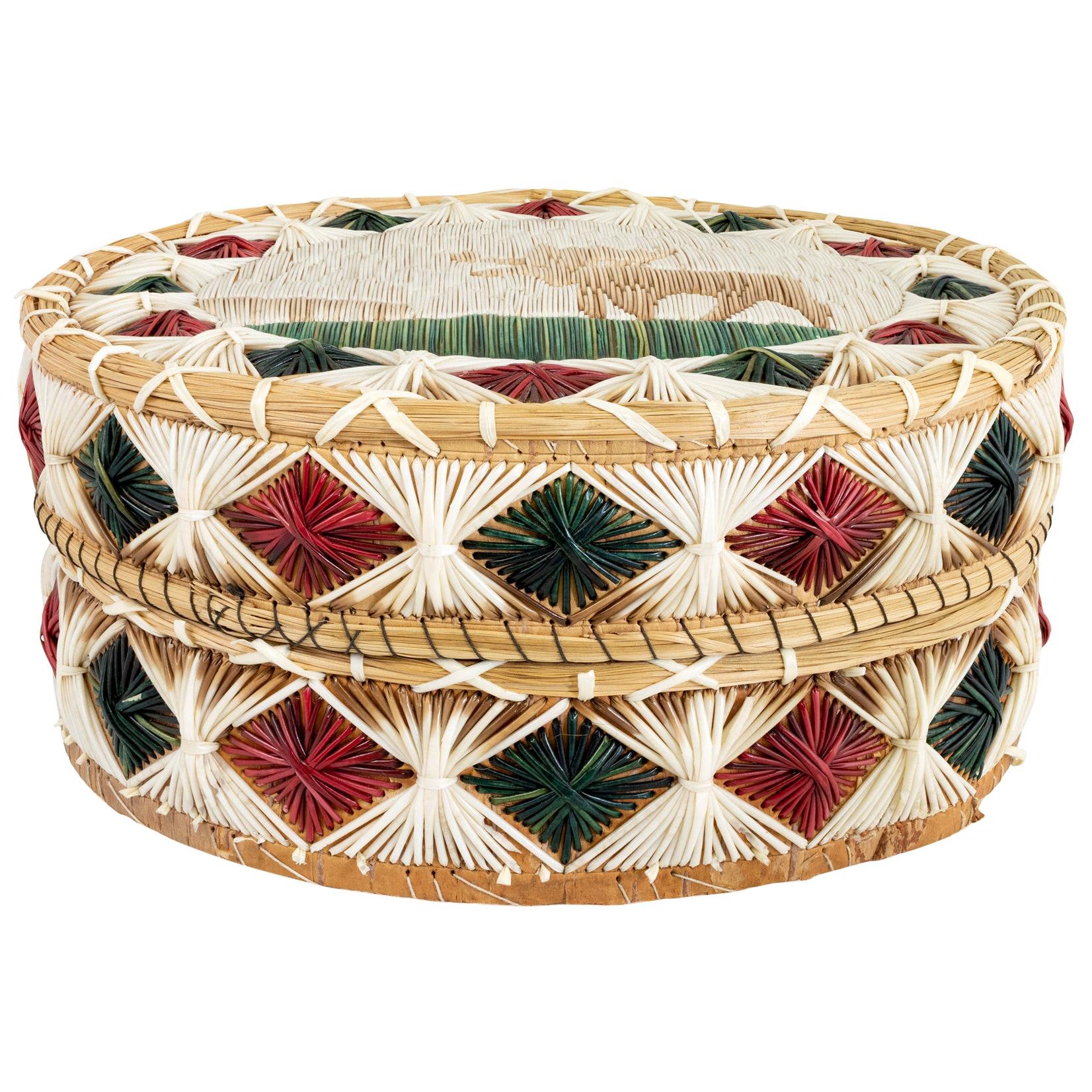 Chippewa Quilled Birch Bark Basket