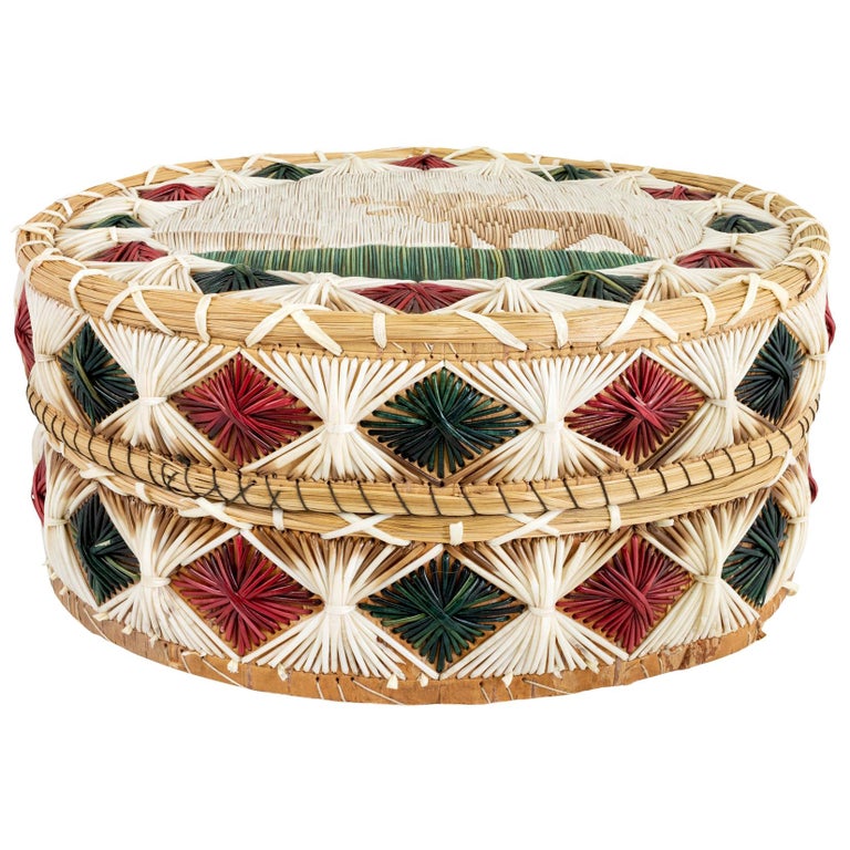 Chippewa Quilled Birch Bark Basket For Sale at 1stDibs
