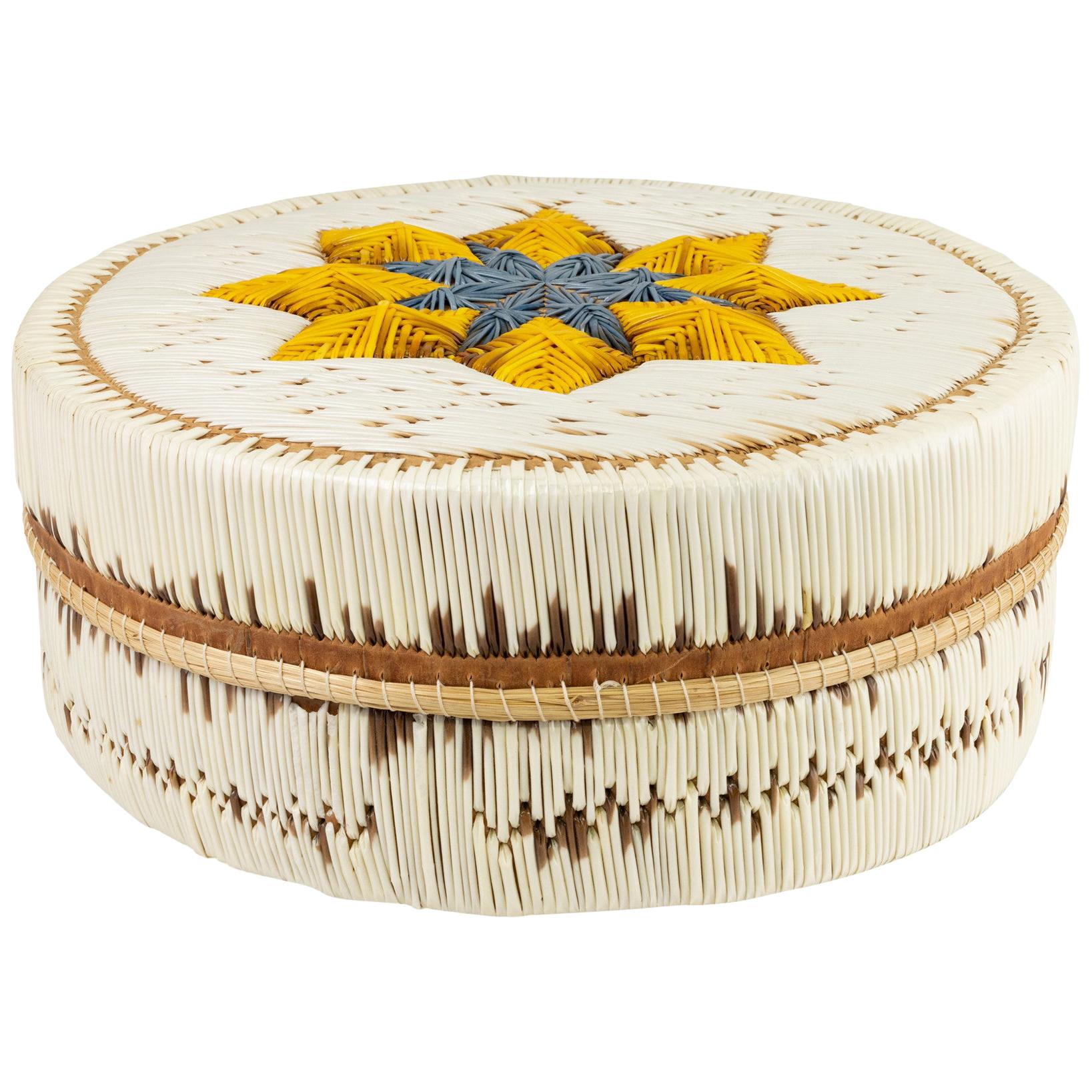 Chippewa Quilled Birch Bark Basket