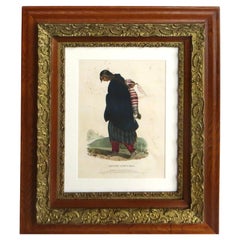 "CHIPPEWAY SQUAW & CHILD" McKenney & Hall Hand Painted Lithograph by Bowen C1836
