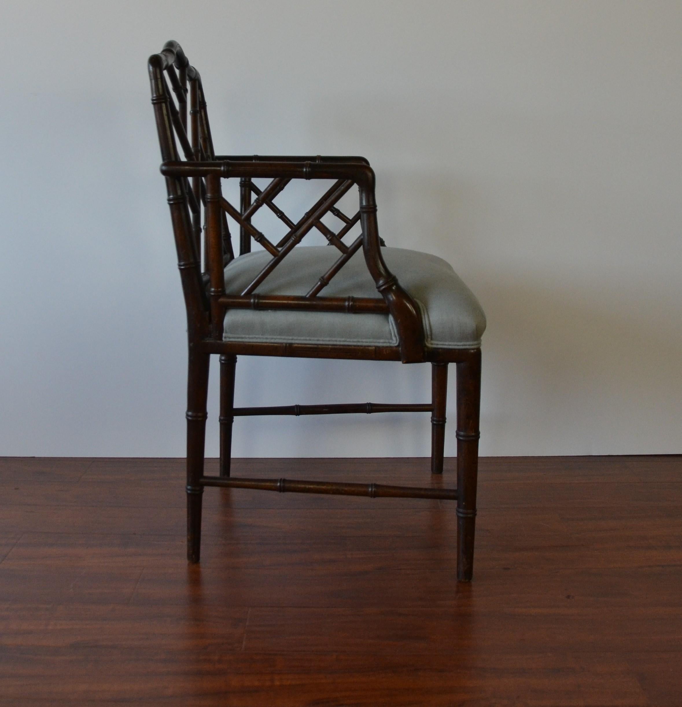 Chippendale Style Faux Bamboo Dining Chairs, Set of 8 In Good Condition In Pomona, CA
