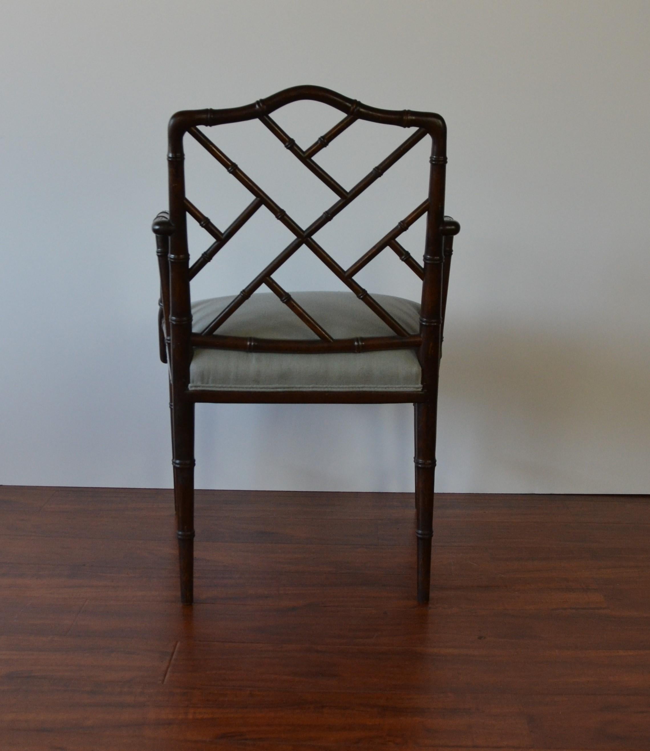 Late 20th Century Chippendale Style Faux Bamboo Dining Chairs, Set of 8