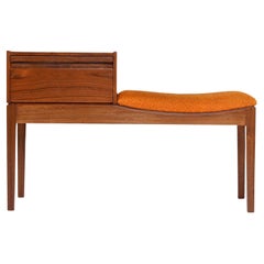 Chippy Heath Telephone Seat Mid-Century Modern Teak Gossip Bench