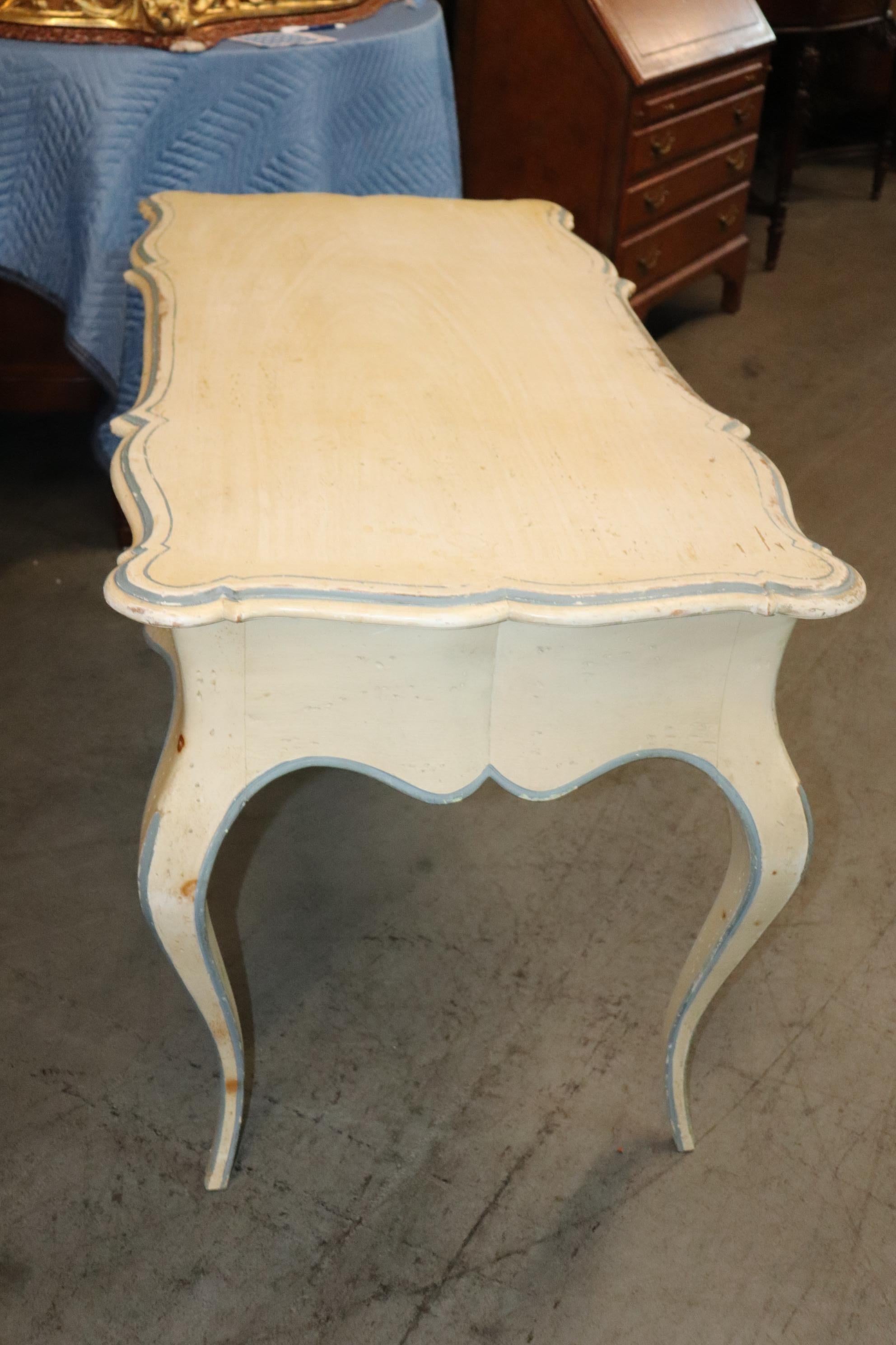 Chippy Paint Decorated French Country Louis XV Writing Desk, circa 1950 1