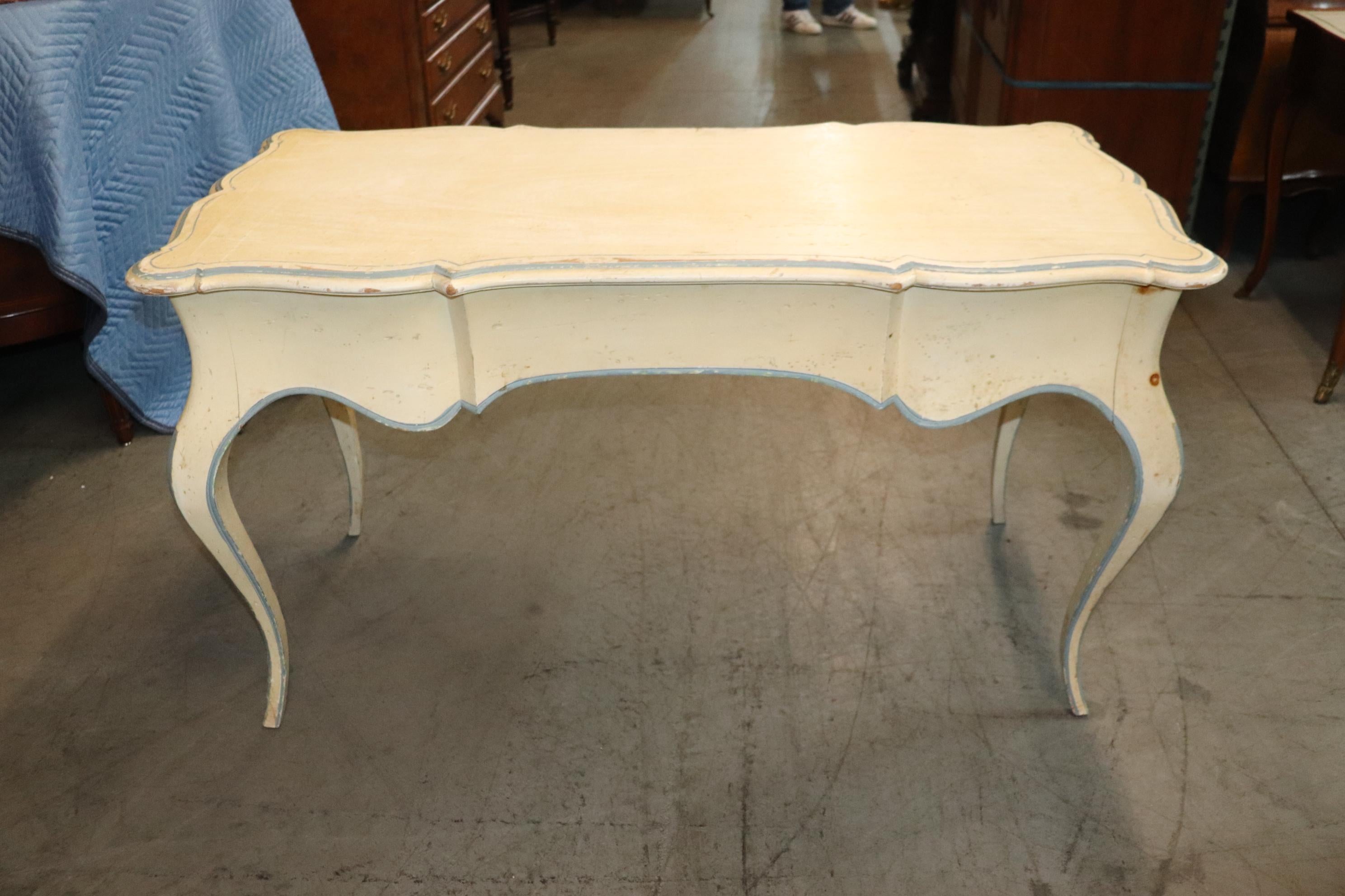 Chippy Paint Decorated French Country Louis XV Writing Desk, circa 1950 2