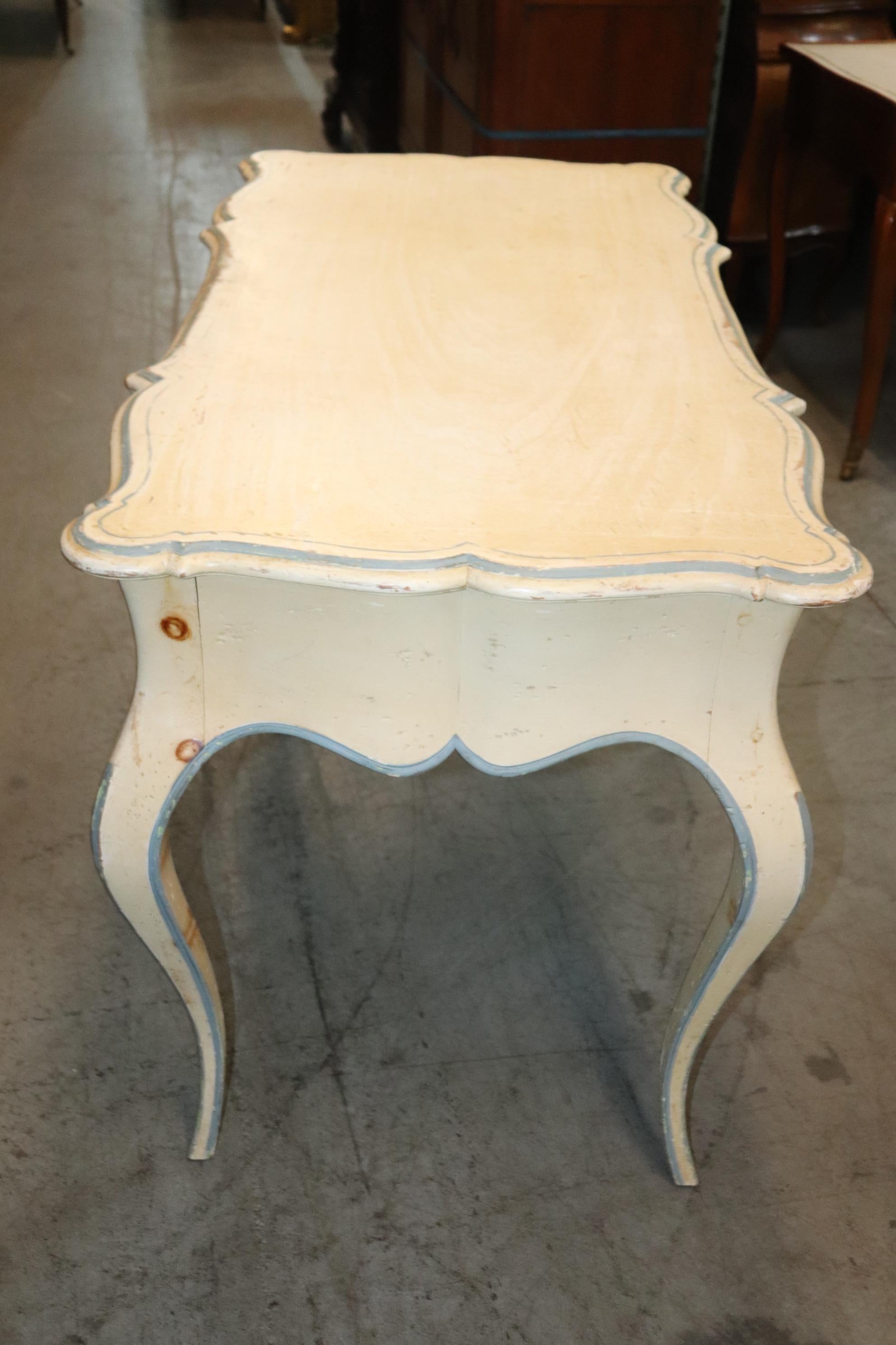 Chippy Paint Decorated French Country Louis XV Writing Desk, circa 1950 3