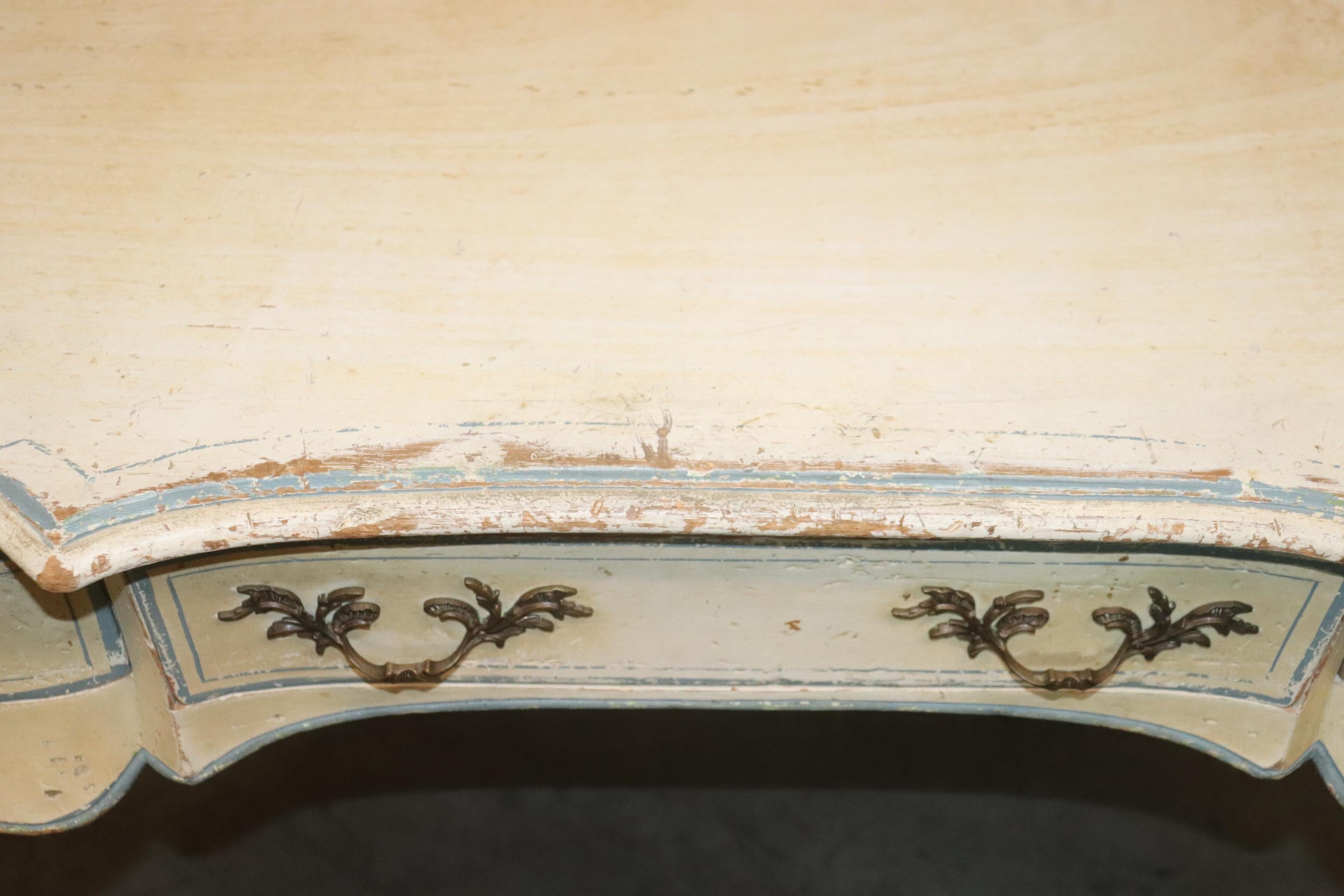 Mid-20th Century Chippy Paint Decorated French Country Louis XV Writing Desk, circa 1950