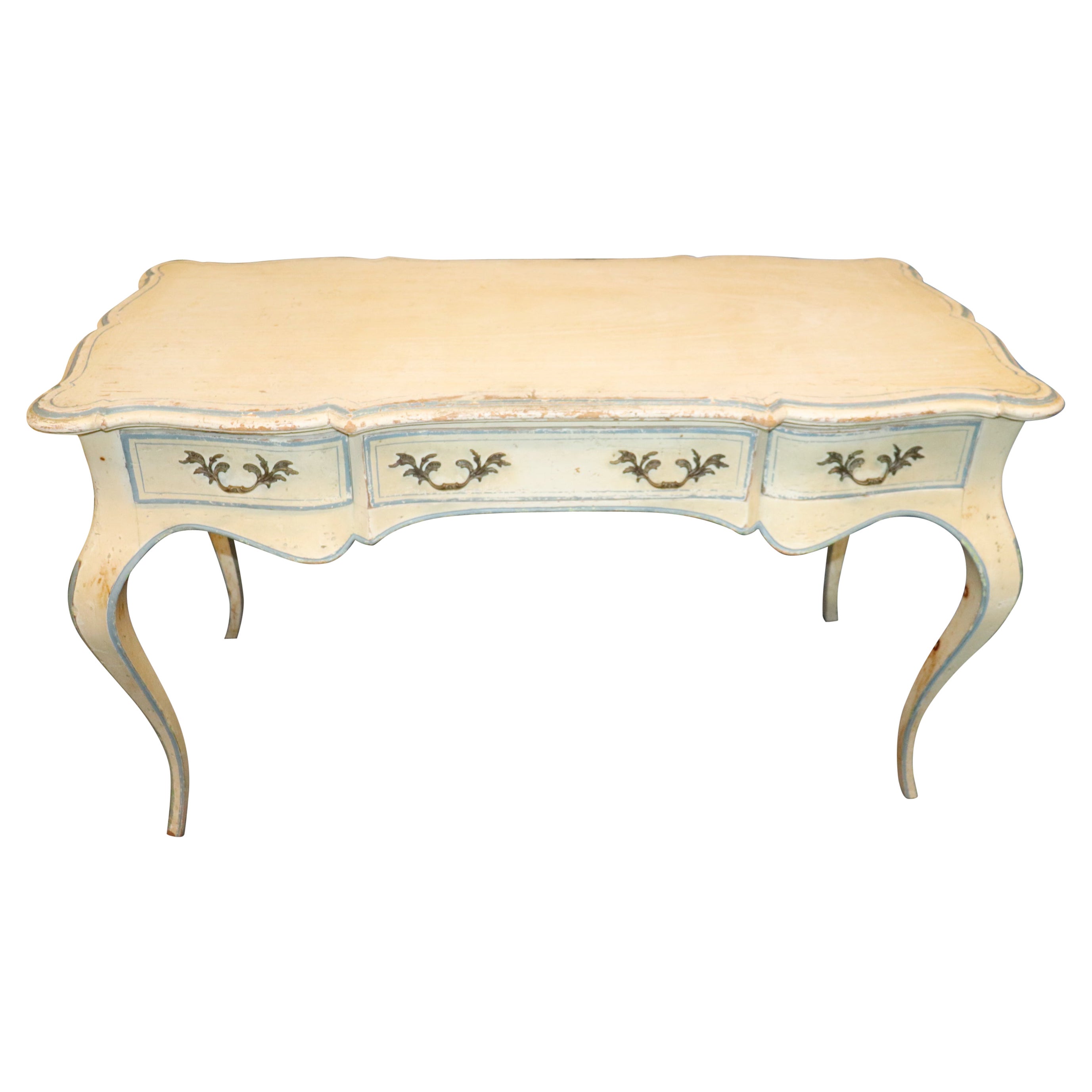 Chippy Paint Decorated French Country Louis XV Writing Desk, circa 1950