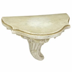 Chippy White Tole Wall Mount Console Bracket Hollywood Regency Style Vintage