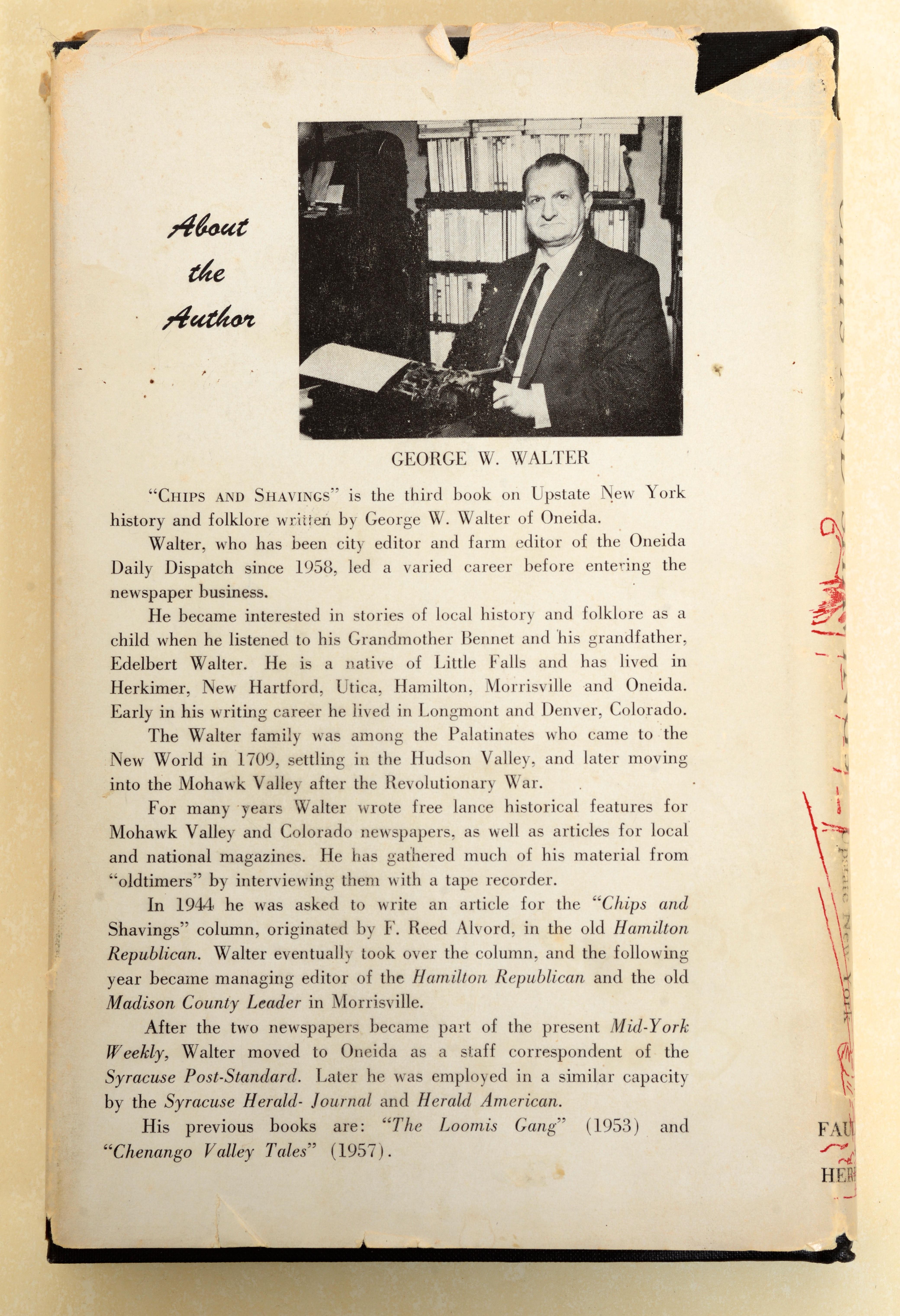 Milieu du XXe siècle Chips and Shavings : Stories of Upstate New York (Histoires du nord de l'État de New York) de George Walter, 1ère édition en vente