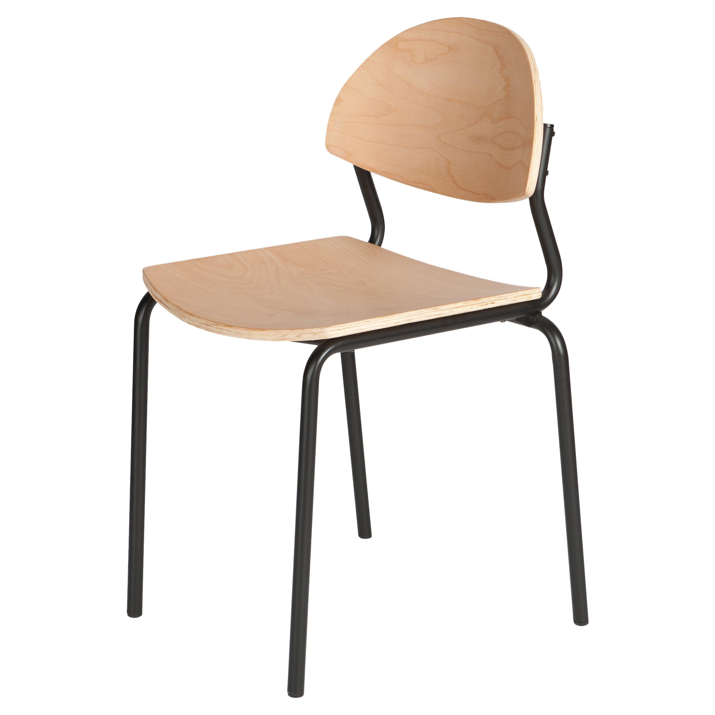 Chips Dining Chair, Black Steel Tube Frame or Beech Timber Seat