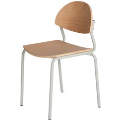 Chips Dining Chair, Grey Steel Tube Frame / Beech Timber Seat